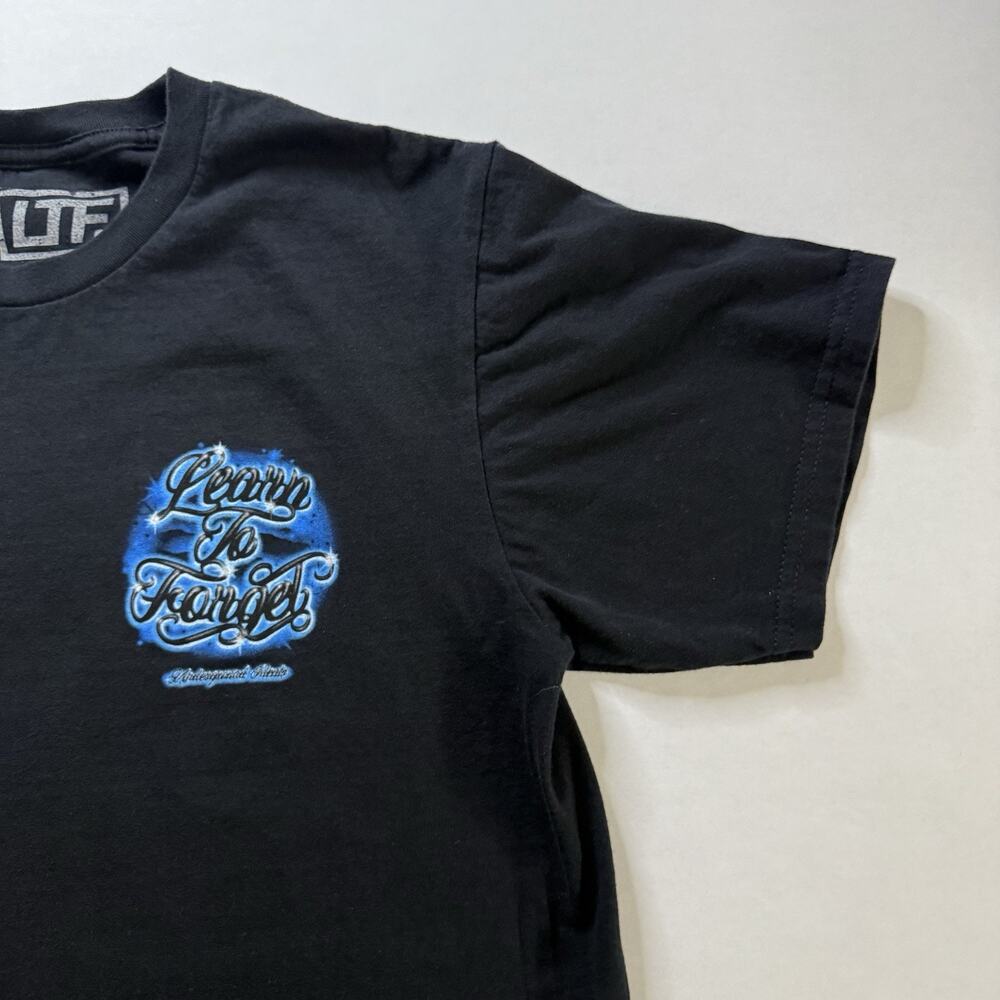 LTF Men's M Black Double-Sided Graphic Logo Crew Neck Short Sleeve Cotton Tee